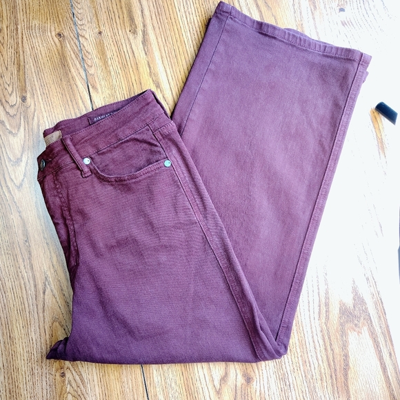 Judy Blue tummy control garment-dyed high-rise wide-leg crop jeans oxblood sz 29 - Picture 9 of 16